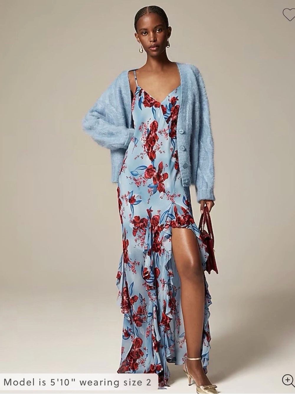 J.Crew Ruffle slip dress in floral viscose chiffon sz 10 NWTs